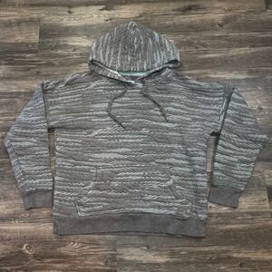 prAna Organic Cotton Hoodie Medium Gray Mint Abstract Pullover Eco Athleisure